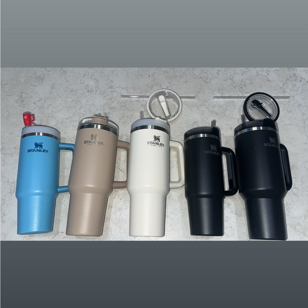 Stanley Tumbler Set in Blue, Tan, Cream, and Black